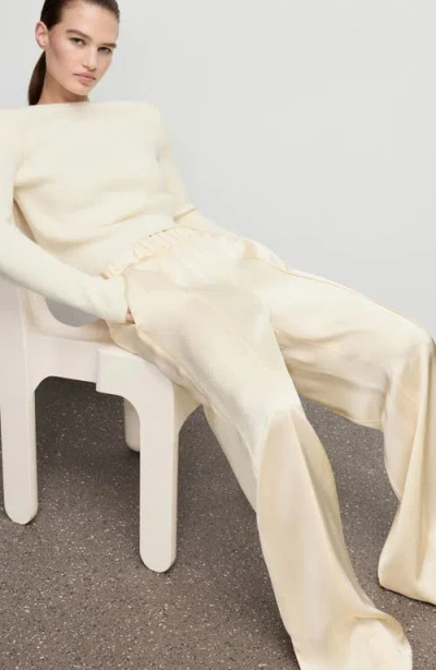 Mango Boat Neck Rib Sweater In White