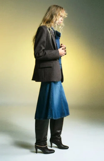 Mango Check Wool Blend Blazer In Gray