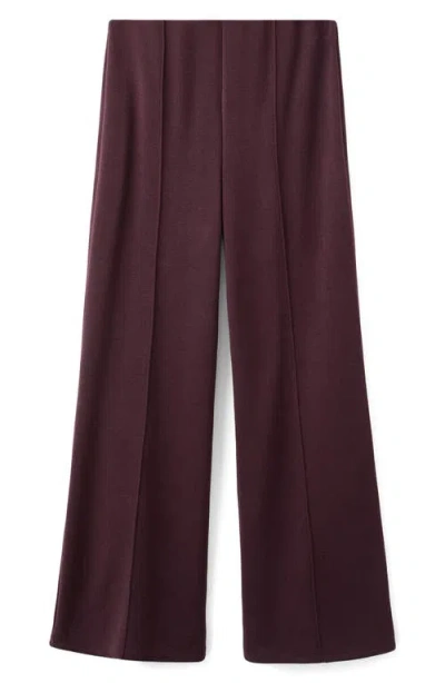 Mango Pleated Wide Leg Pull-on Pants In Purple