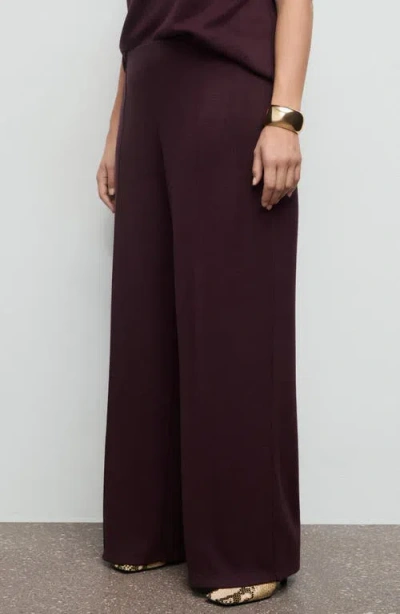 Mango Pleated Wide Leg Pull-on Pants In Purple