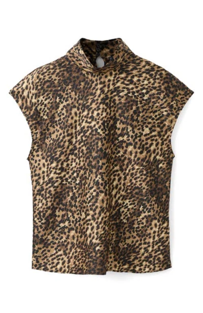 Mango Leopard Print Satin Shirt In Brown