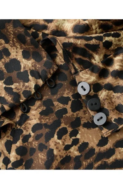 Mango Leopard Print Satin Shirt In Brown