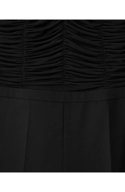 Mango Ruched Long Sleeve Jumpsuit In Black