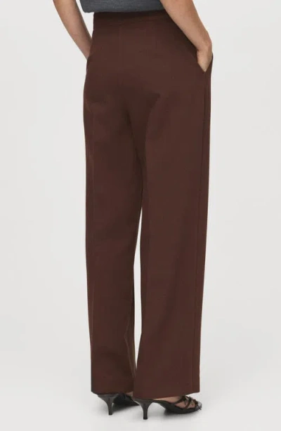 Mango High Waist Straight Leg Pants In Brown
