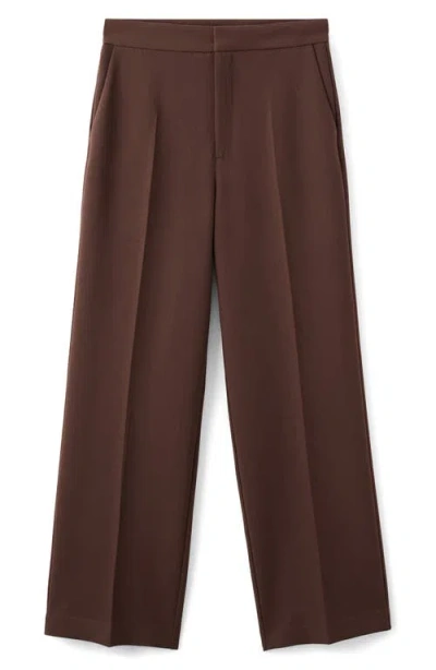 Mango High Waist Straight Leg Pants In Brown