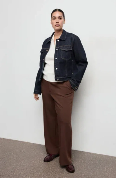 Mango High Waist Straight Leg Pants In Brown