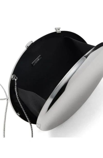 Mango Oval Frame Clutch In Silver