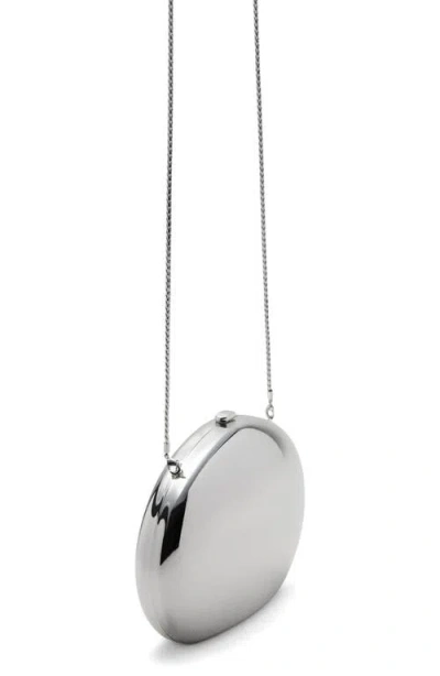 Mango Oval Frame Clutch In Silver