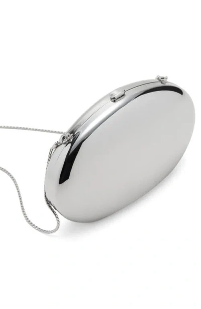 Mango Oval Frame Clutch In Silver