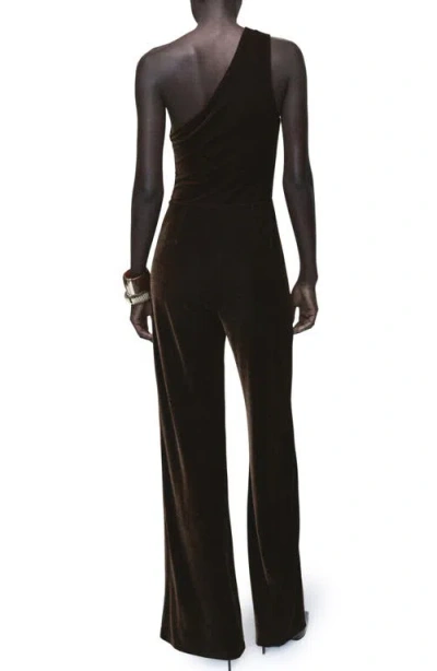 Mango Velvet Jumpsuit With Metallic Detail Brown