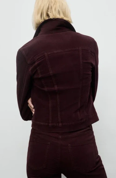 Mango Velvet Bomber Jacket With Stitching Wine In Burgundy