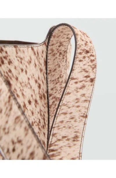 Mango Genuine Calf Hair & Leather Bucket Bag In Brown