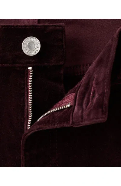 Mango Wide Leg Velvet Jeans In Burgundy