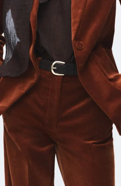 Mango Velvet Straight Leg Pants In Orange