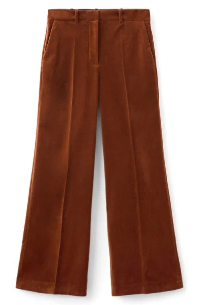 Mango Velvet Straight Leg Pants In Orange