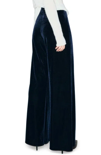 Mango Wide Leg Velvet Pants In Blue