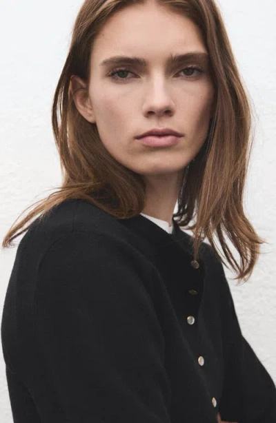 Mango Crewneck Cardigan In Black