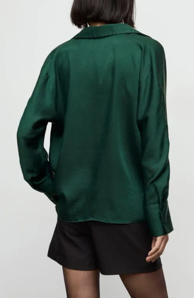 Mango Wrap Front Satin Top In Green