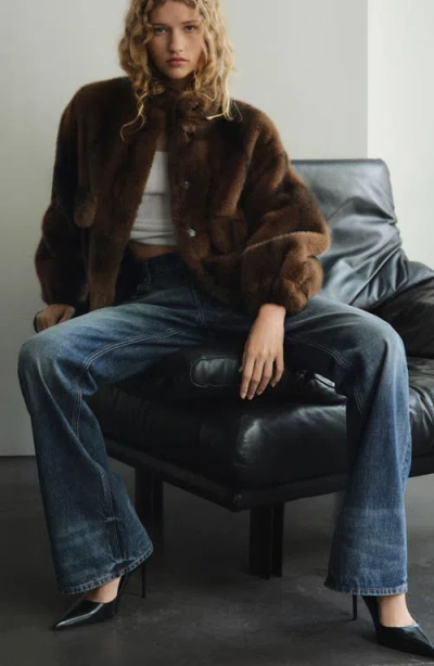 Mango Flare Leg Jeans In Animal Print