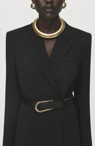 Mango Belted Long Sleeve Blazer Dress In Black