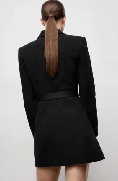 Mango Belted Long Sleeve Blazer Dress In Black