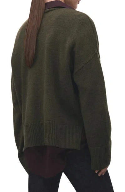 Mango Oversize V-neck Cardigan In Green