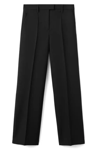 Mango Pleated Straight Leg Pants In Brown