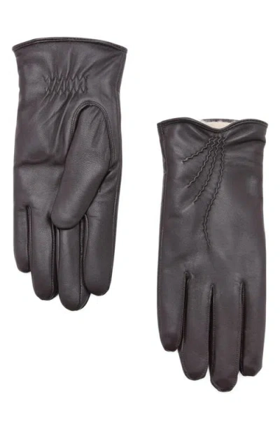 Mango Faux Fur Lined Leather Gloves In Brown