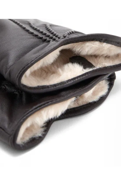 Mango Faux Fur Lined Leather Gloves In Brown