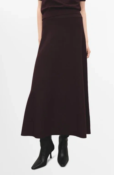 Mango Knit Midi Skirt In Burgundy