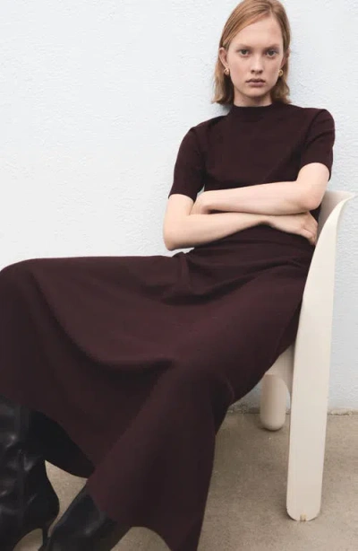 Mango Knit Midi Skirt In Burgundy