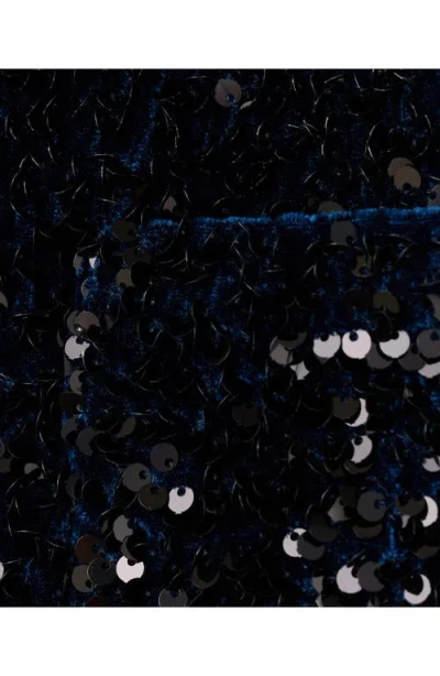 Mango Sequin Velvet Tie Neck Jacket In Blue