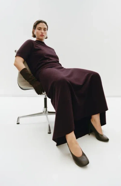 Mango Knit Midi Skirt In Burgundy