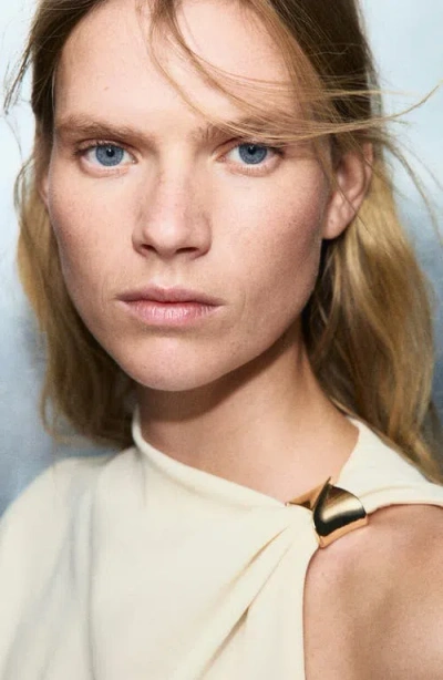 Mango Ruched Asymmetric Top In White