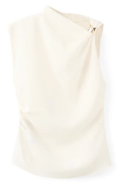 Mango Ruched Asymmetric Top In White