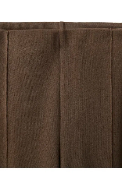 Mango Pleated Wide Leg Pull-on Pants In Brown