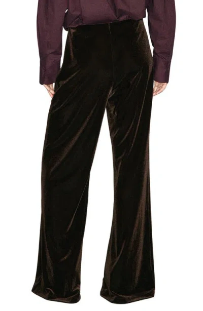 Mango Wide Leg Velvet Pants In Brown