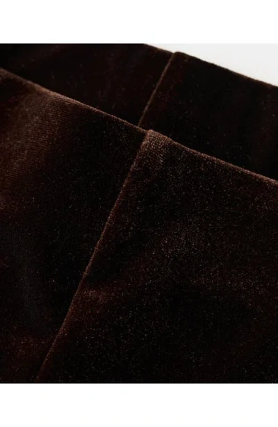 Mango Wide Leg Velvet Pants In Brown