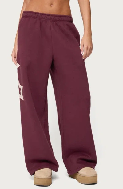 Edikted Starly Straight Leg Sweatpants In Burgundy
