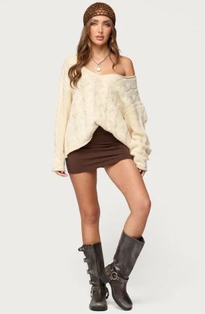 Edikted Aisha Low Rise Miniskirt In Brown