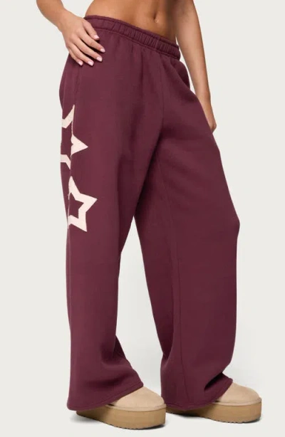 Edikted Starly Straight Leg Sweatpants In Burgundy