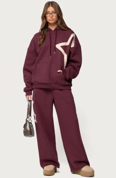 Edikted Starly Straight Leg Sweatpants In Burgundy