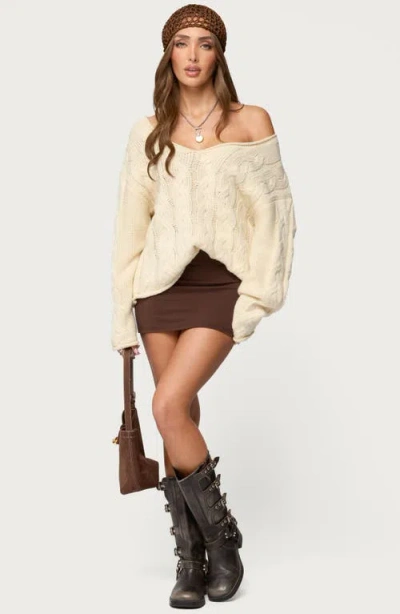 Edikted Aisha Low Rise Miniskirt In Brown