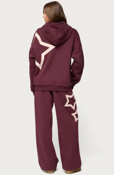 Edikted Starly Straight Leg Sweatpants In Burgundy