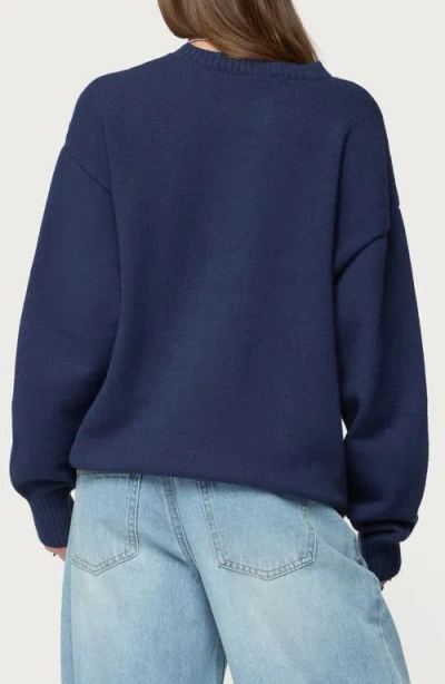 Edikted Priscila Oversize Crewneck Sweater In Blue