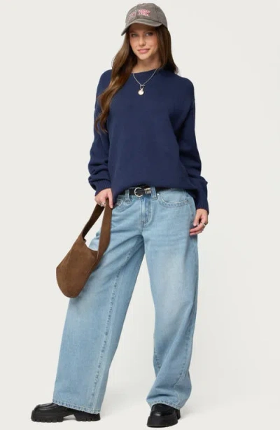 Edikted Priscila Oversize Crewneck Sweater In Blue