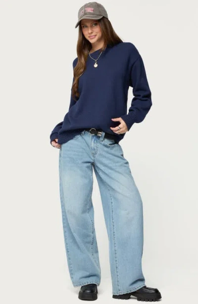 Edikted Priscila Oversize Crewneck Sweater In Blue