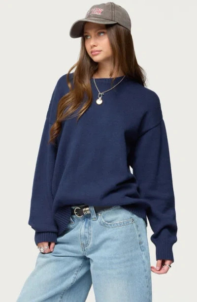 Edikted Priscila Oversize Crewneck Sweater In Blue