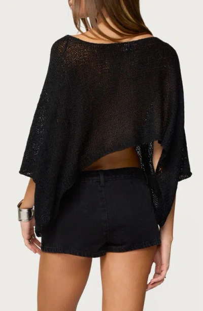 Edikted Laline Loose Knit Crop Top In Black