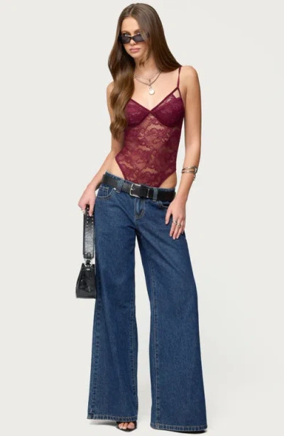 Edikted Cutout Lace Bodysuit In Animal Print